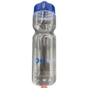 Clear Water Bottle Plastic Retool Blue Cap & Valve 24 Oz Bicycle Spill Proof